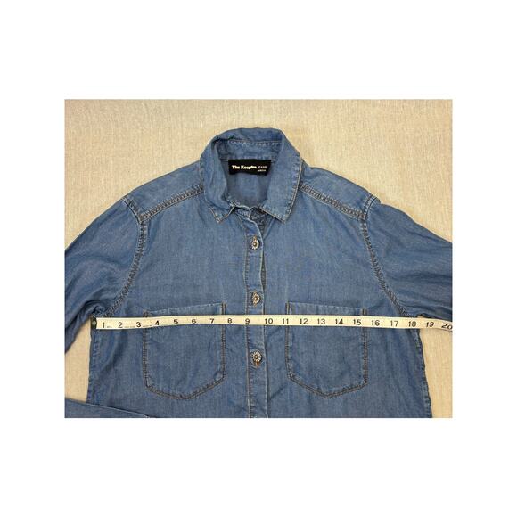 Women's XS The Kooples Jeans Willy Chambray button-up with flower buttons - Picture 4 of 7